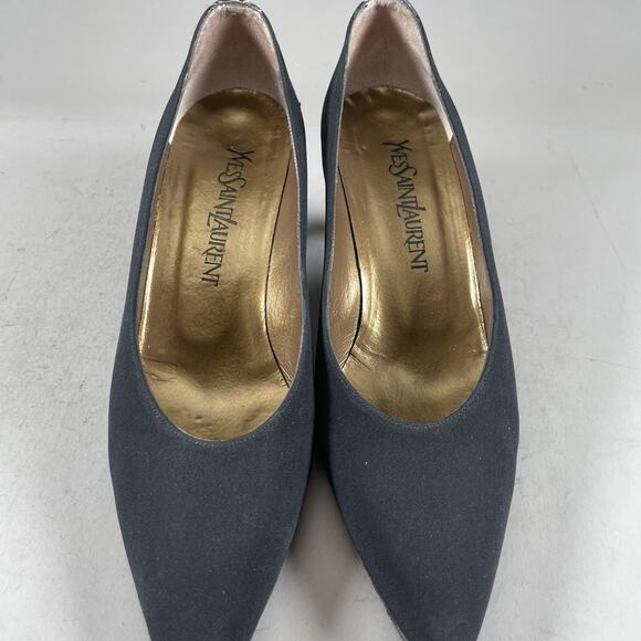 Vintage Yves Saint Laurent Women’s Size 7.5 N Black Suede Shoes Heels Pumps GUC - Picture 2 of 7